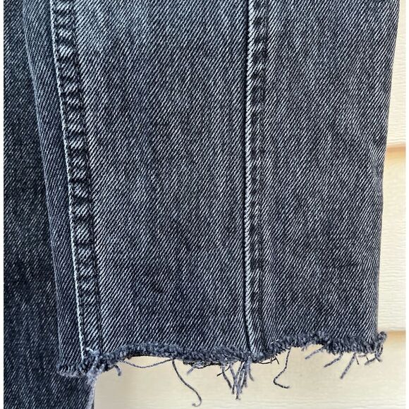 Reformation, distressed, black denim ankle pants, zipper closure, pockets, 25 - Picture 4 of 7